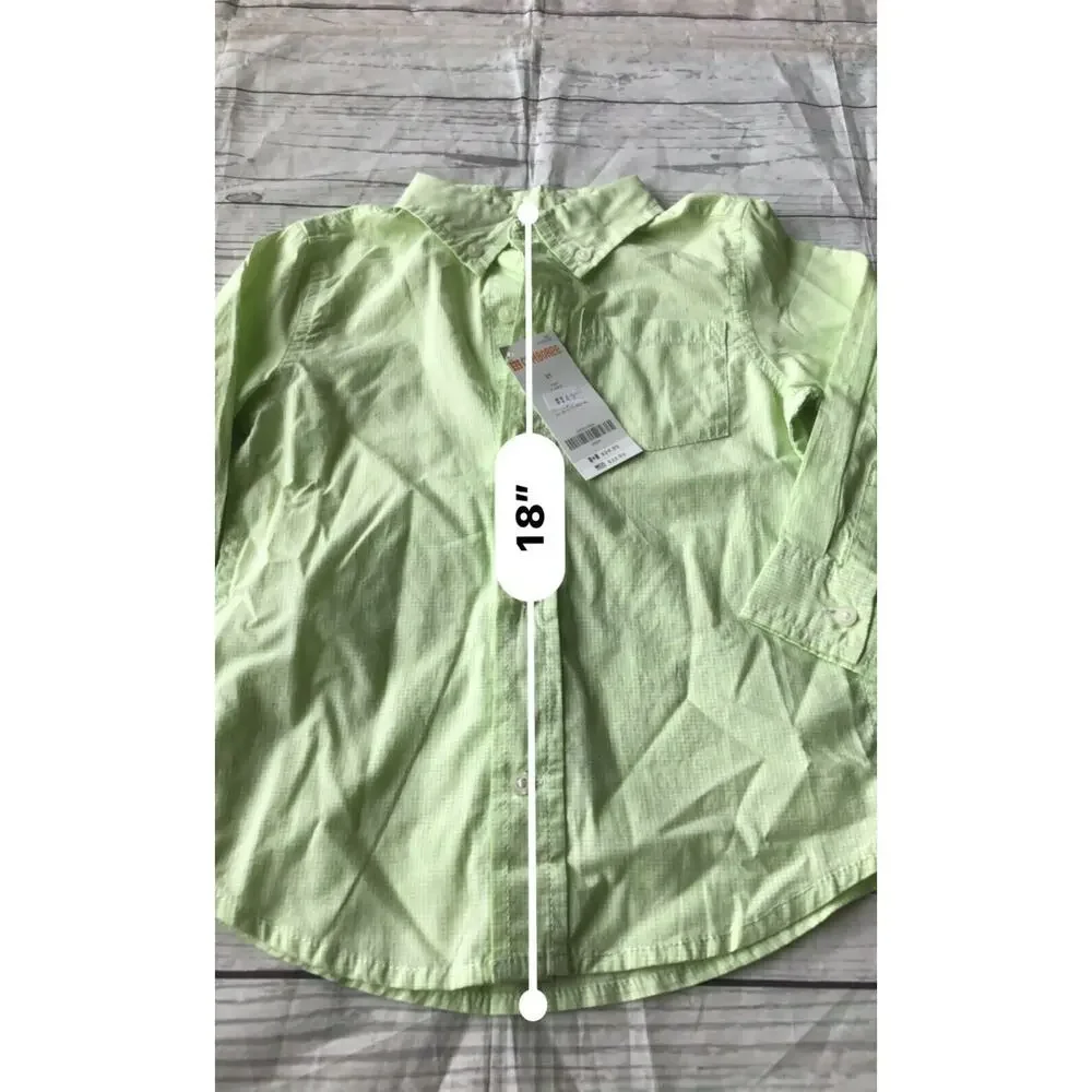 NWT Gymboree Boy’s Green Long Sleeve Button Down Shirt Toddler Kid’s Size 3T